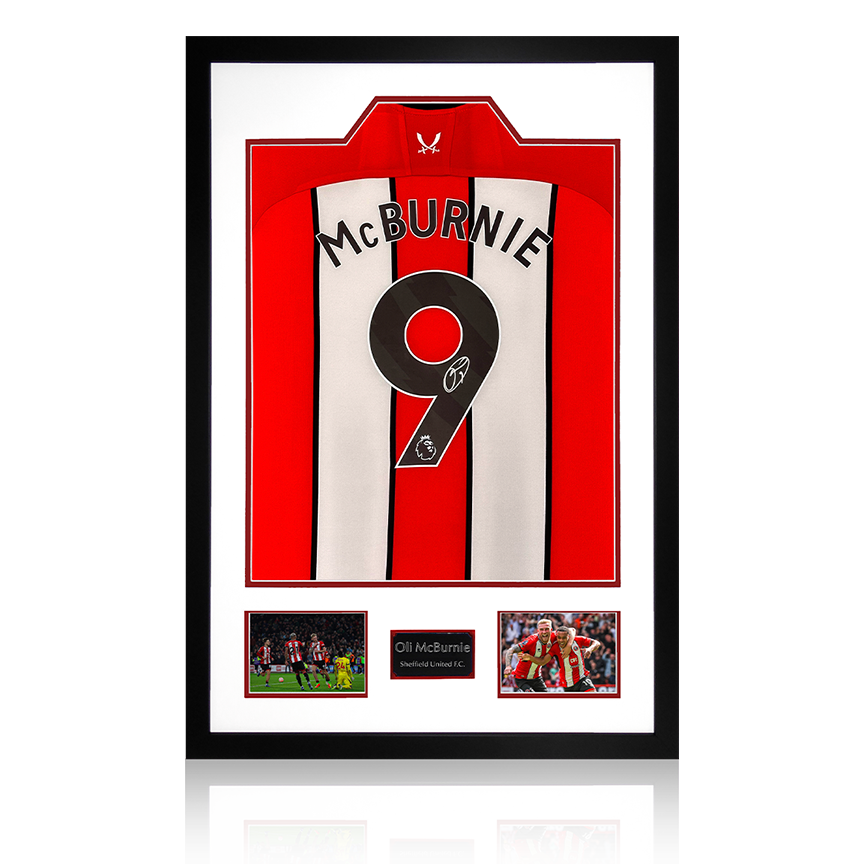 Oli McBurnie Signed Sheffield United Home Shirt Premium Frame