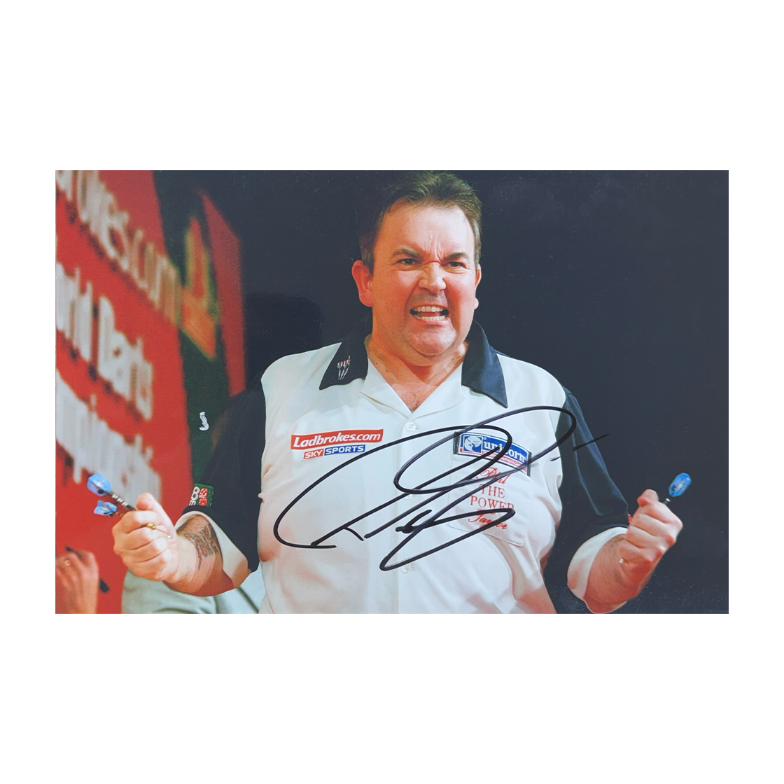 Phil Taylor White Shirt Double Fist Pump 12x8