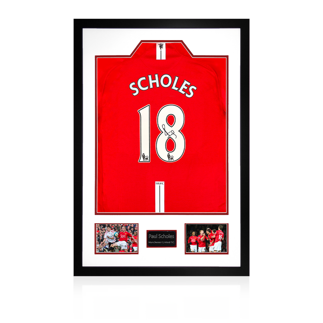 Paul Scholes Signed Manchester United Premier League Shirt Premium Frame