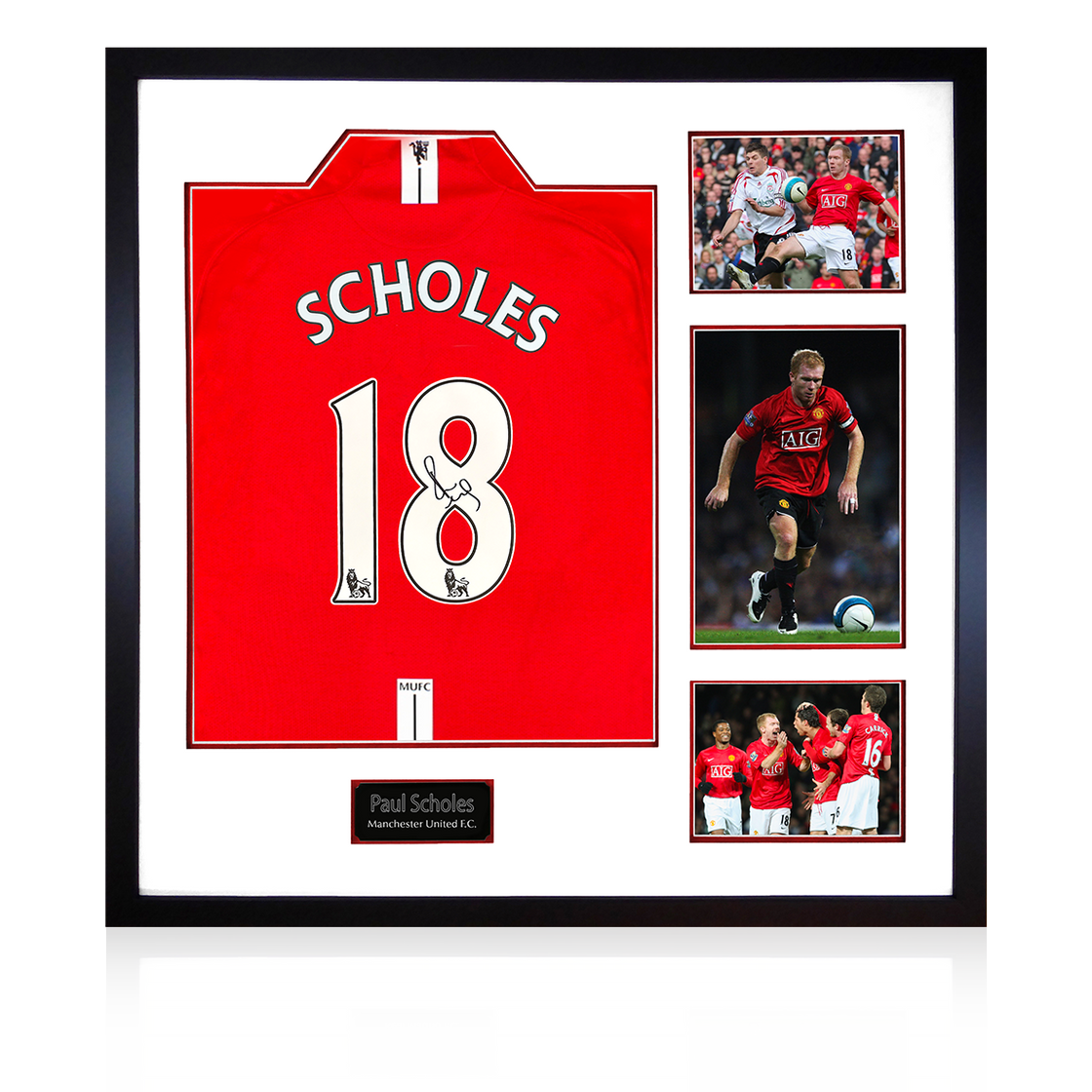 Paul Scholes Signed Manchester United 07/08 Premier League Shirt Elite Frame