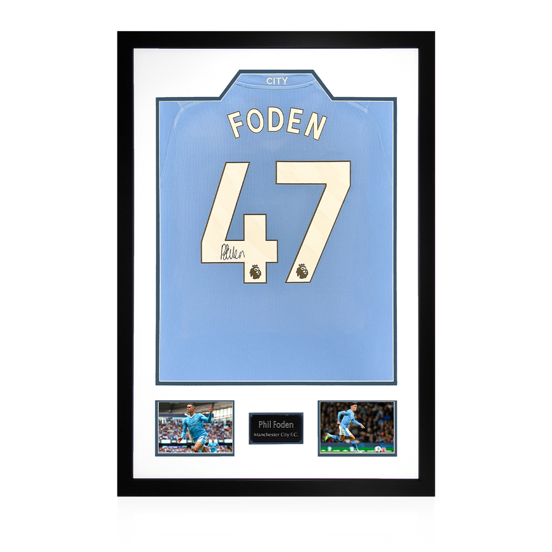 Phil Foden Signed 23/24 Manchester City Shirt Premium Frame