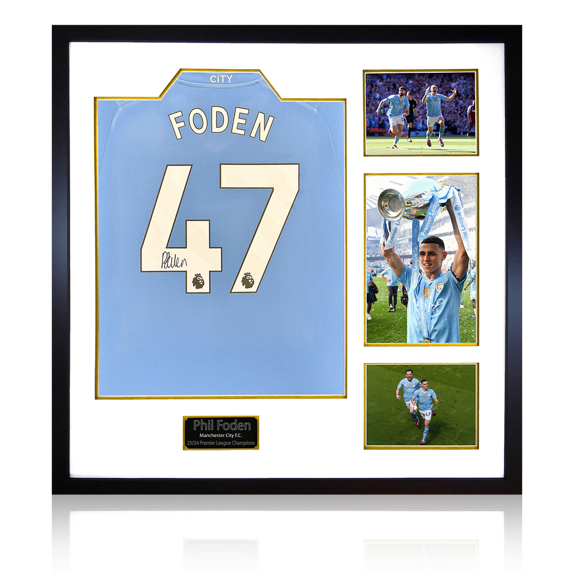 Phil Foden Signed Manchester City 23/24 Premier League Champions Shirt Elite Frame