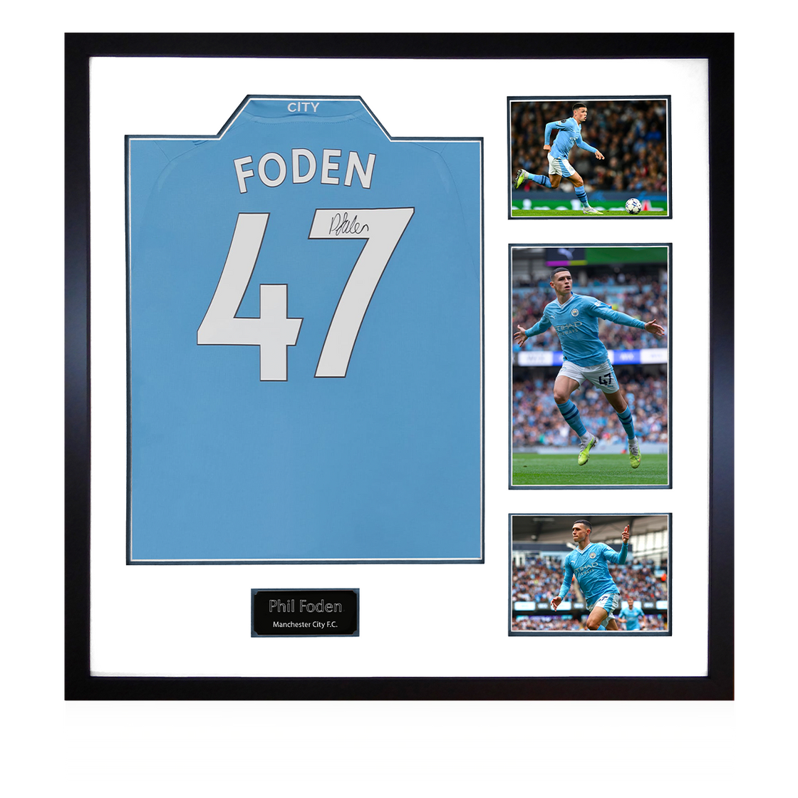 Phil Foden Signed 23/24 Man City Shirt w/ Fan Style Numbers Large