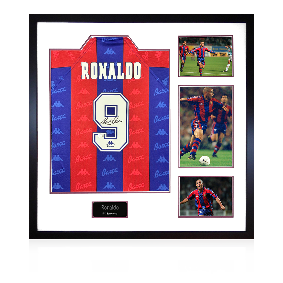 Ronaldo Signed FC Barcelona Shirt Elite Frame (Beckett)