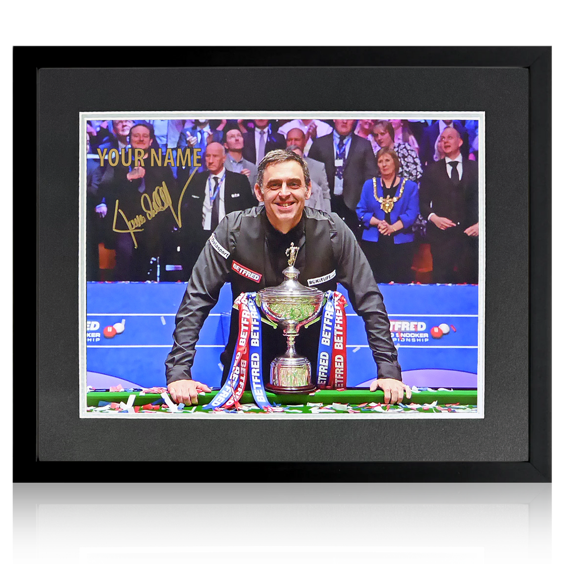 Pre-Order Ronnie O’Sullivan Signed & Personally Dedicated World Champion 2022 Image Deluxe Mount Frame