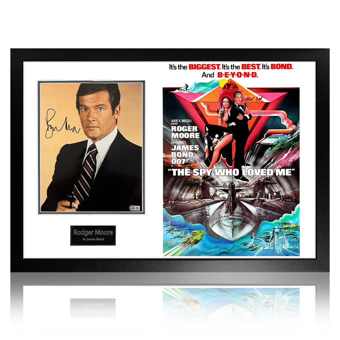 Roger Moore Signed James Bond 007 The Spy Who Loved Me Image Premium Frame (AFTAL Authentication)