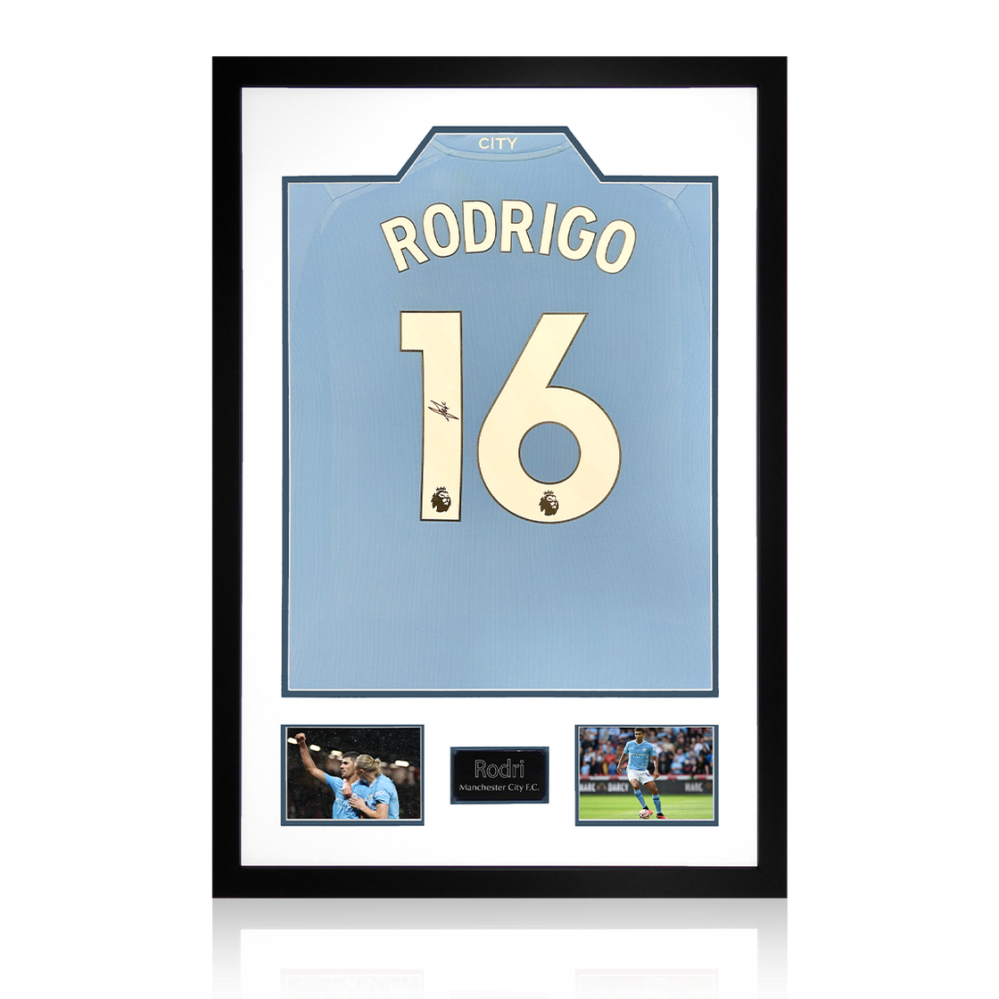 Rodri Signed 23/24 Manchester City Shirt Premium Frame