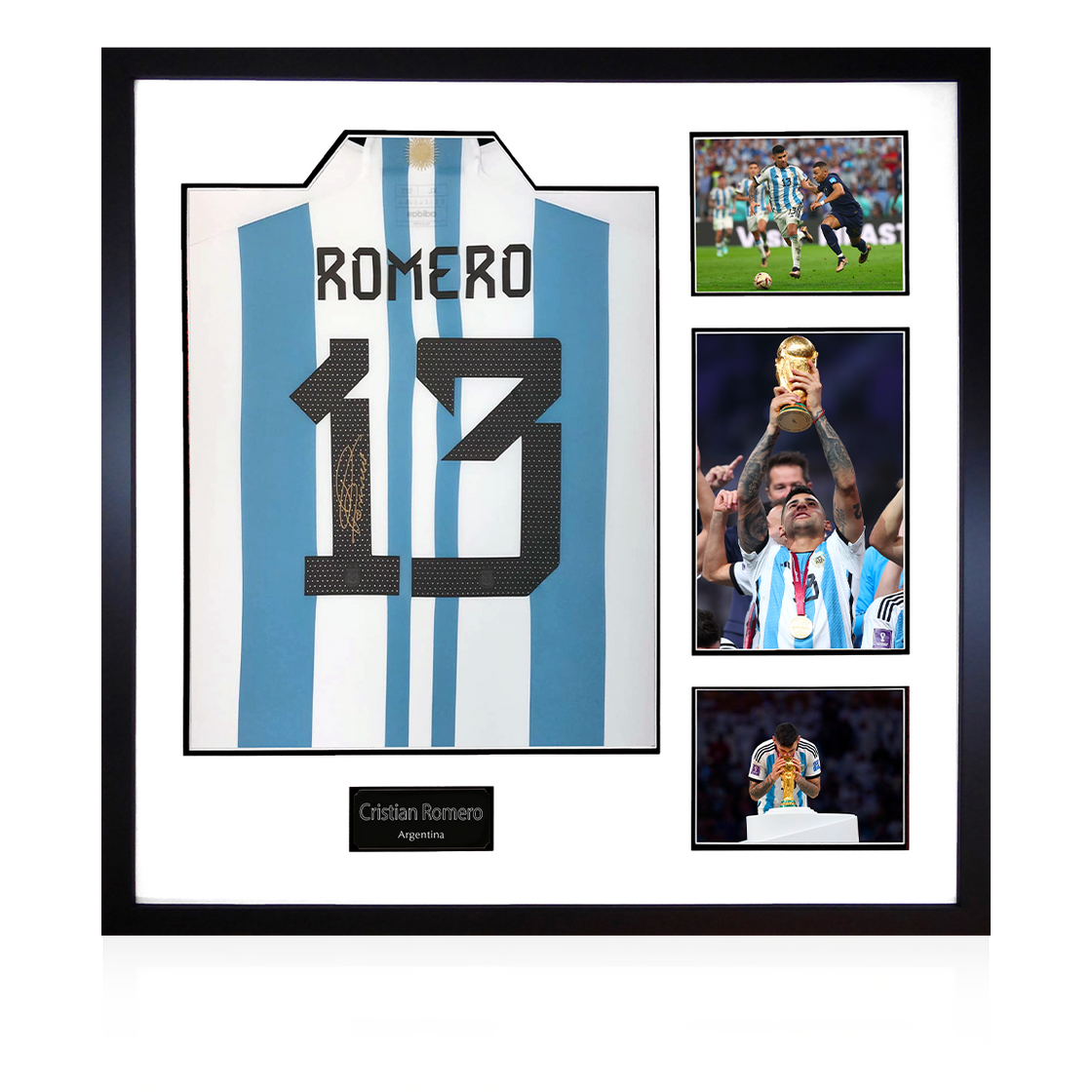 Cristian Romero Signed Argentina Shirt Elite Frame