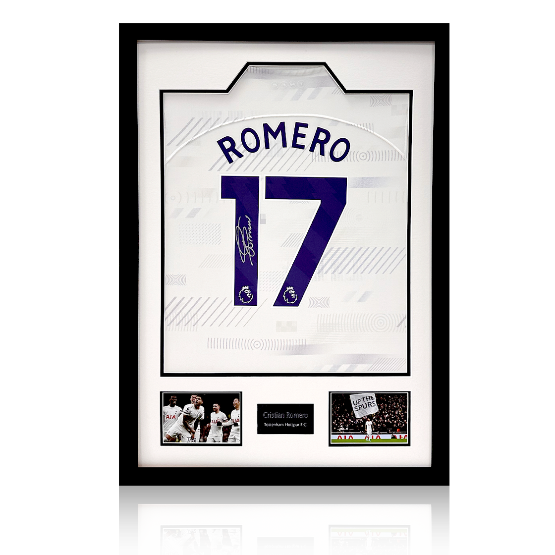 Cristian Romero Signed Tottenham Hotspur Shirt Premium Frame