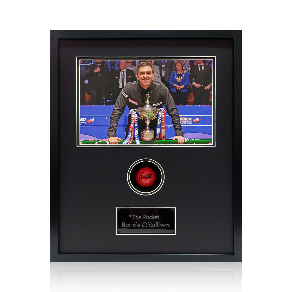 Ronnie O’Sullivan Signed Red Ball Compact Frame