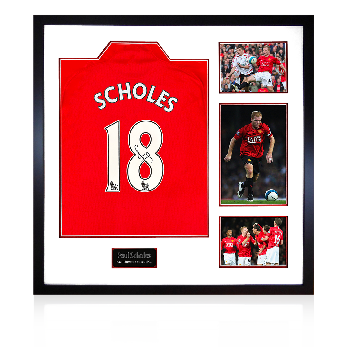 Paul Scholes Signed Manchester United 07/08 Premier League Shirt Elite Frame