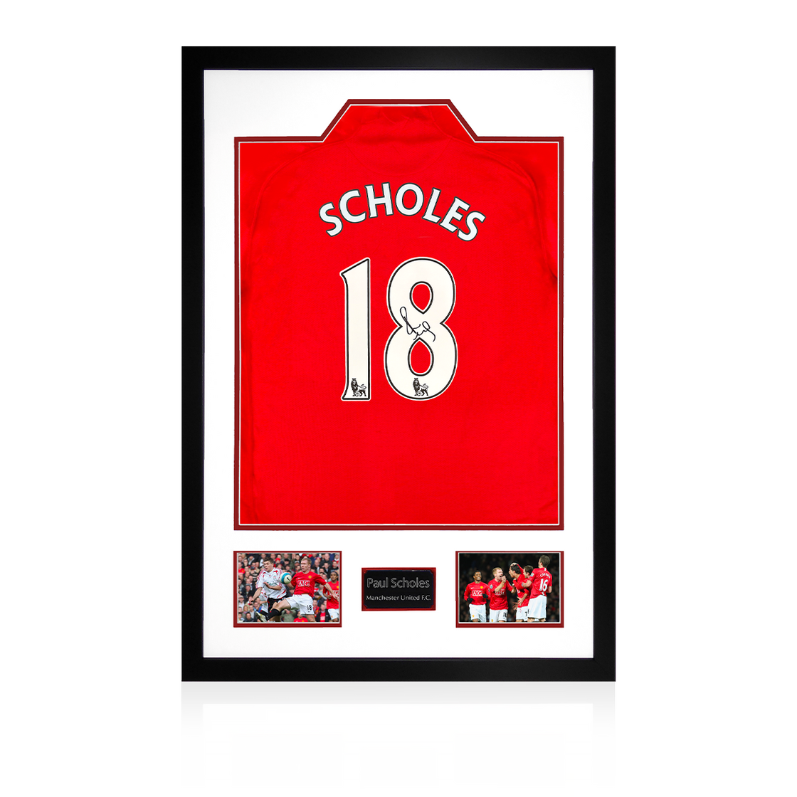 Paul Scholes Signed Manchester United Premier League Shirt Premium Frame