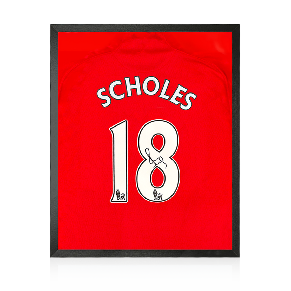 Paul Scholes Signed Manchester United Premier League Shirt Compact Display