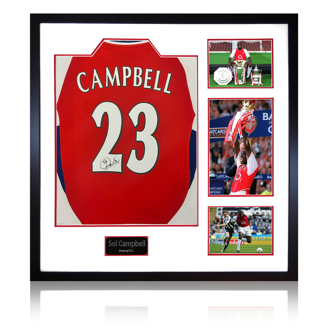 Sol Campbell Signed Arsenal Shirt Elite Frame