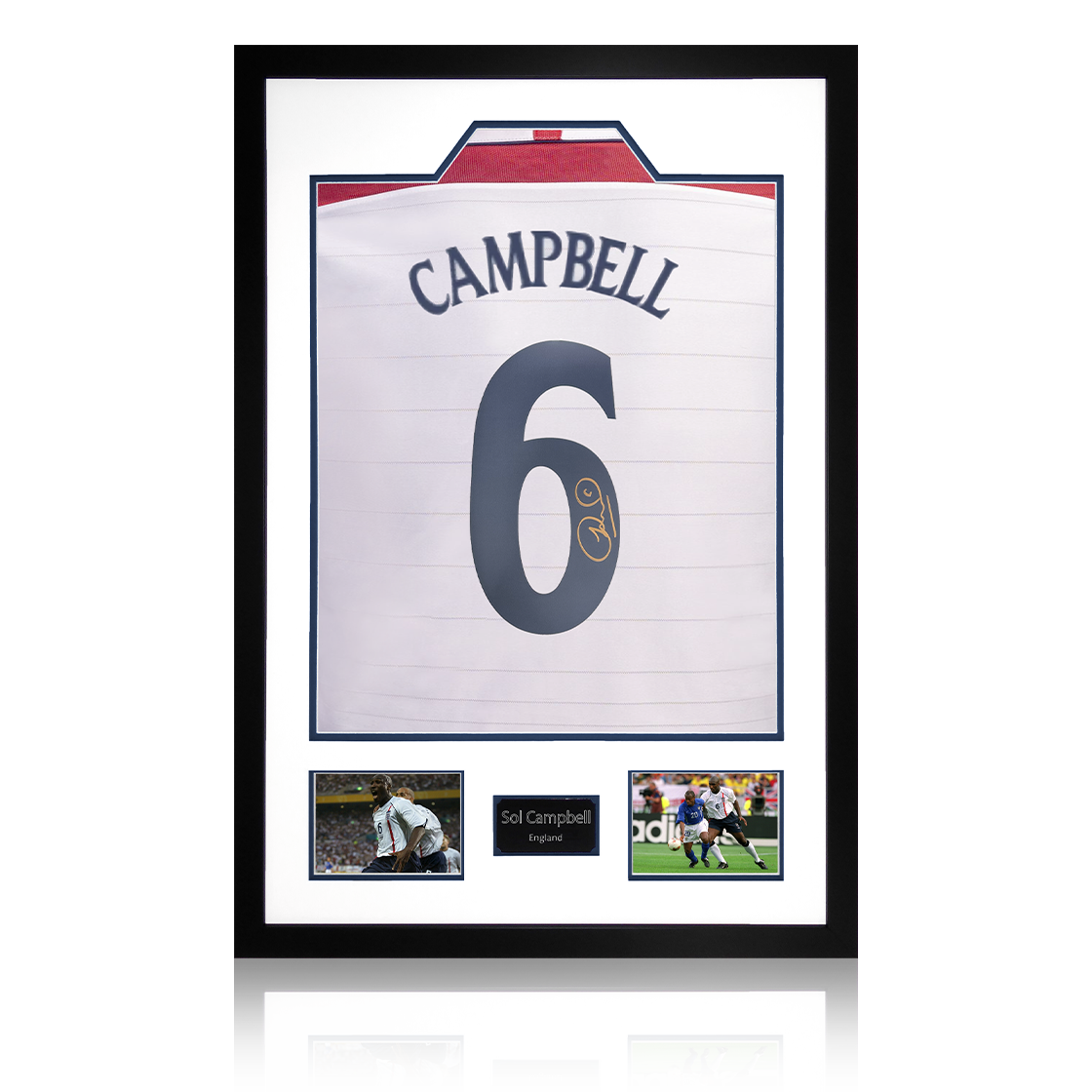 Sol Campbell Signed England Shirt Premium Frame