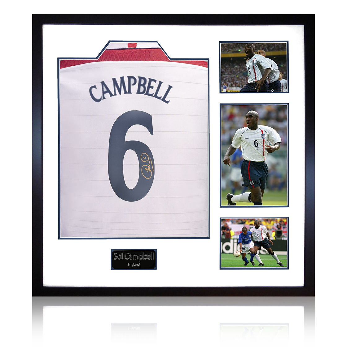 Sol Campbell Signed England Shirt Elite Frame