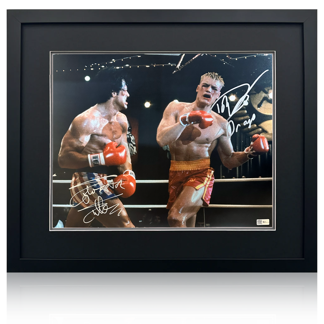 Sylvester Stallone & Dolph Lundgren Signed Rocky Deluxe Mount Frame (Online Authentics)