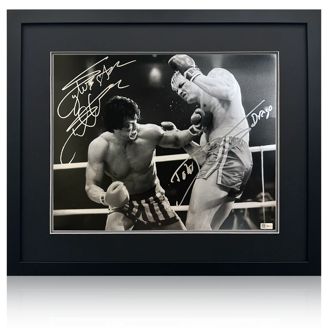 Sylvester Stallone & Dolph Lundgren Signed Rocky Deluxe Mount Frame (Online Authentics)