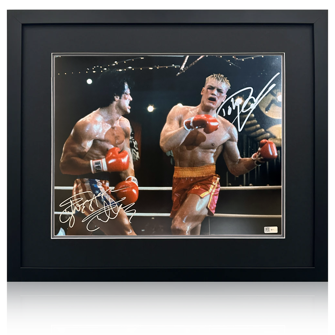 Sylvester Stallone & Dolph Lundgren Signed Rocky Deluxe Mount Frame (Online Authentics)