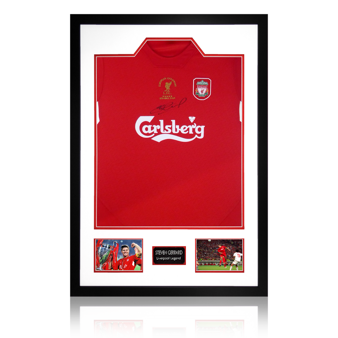 Steven Gerrard Signed 2005 Liverpool Shirt Premium Frame