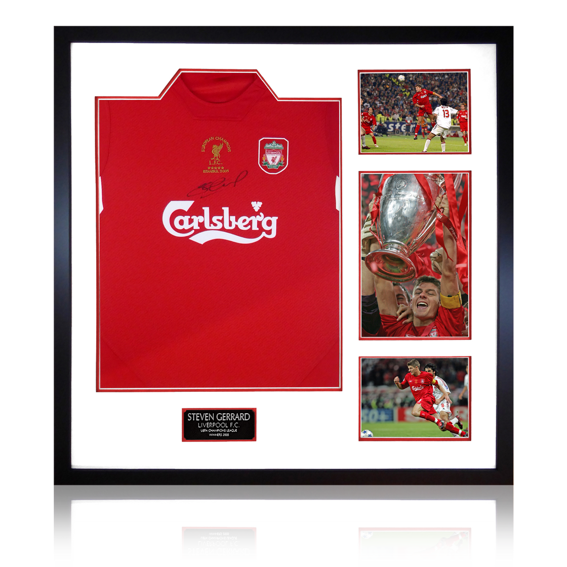 Steven Gerrard Signed 2005 Liverpool Shirt Elite Frame