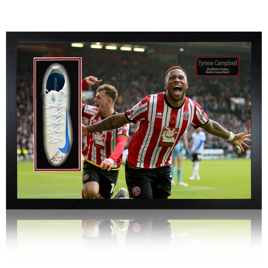 Tyrese Campbell Signed & Match-Issue Sheffield United Boot Iconic Frame #2