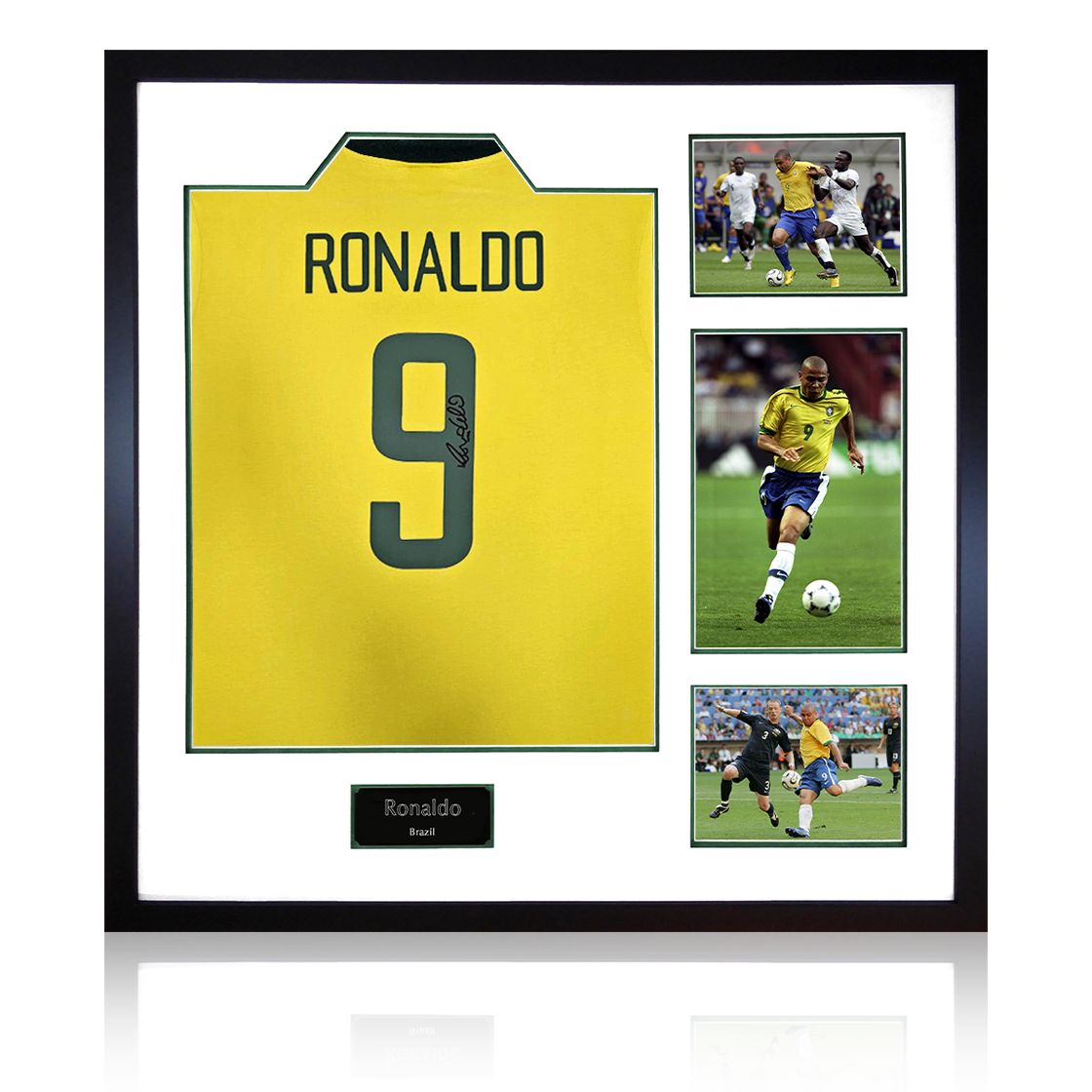 Ronaldo Signed Brazil Shirt Elite Frame