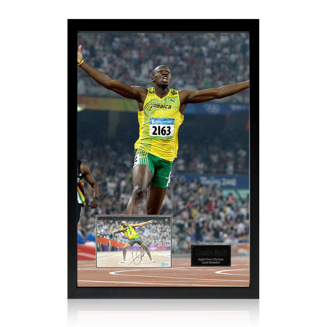 Usain Bolt Signed Team Jamaica Iconic Frame