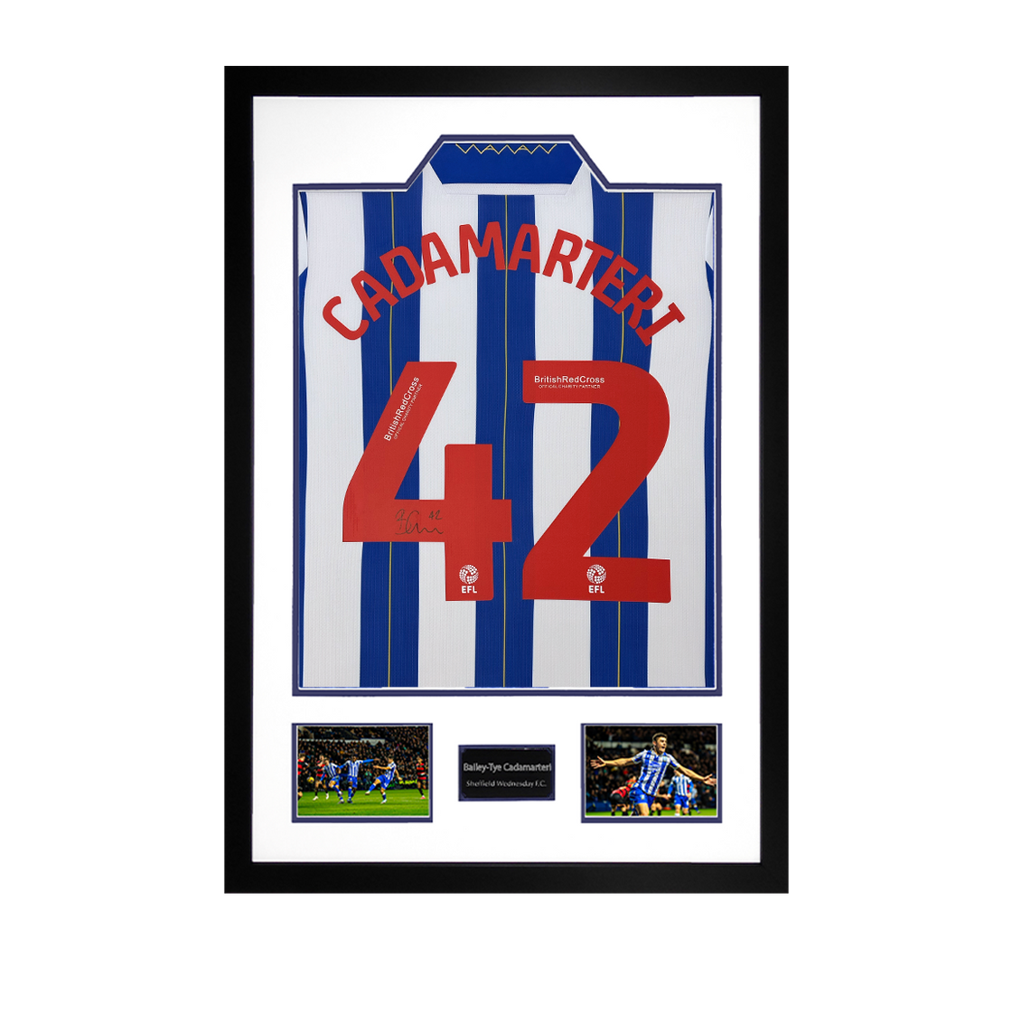 Bailey-Tye Cadamarteri Signed Sheffield Wednesday 23/24 Shirt Premium Frame