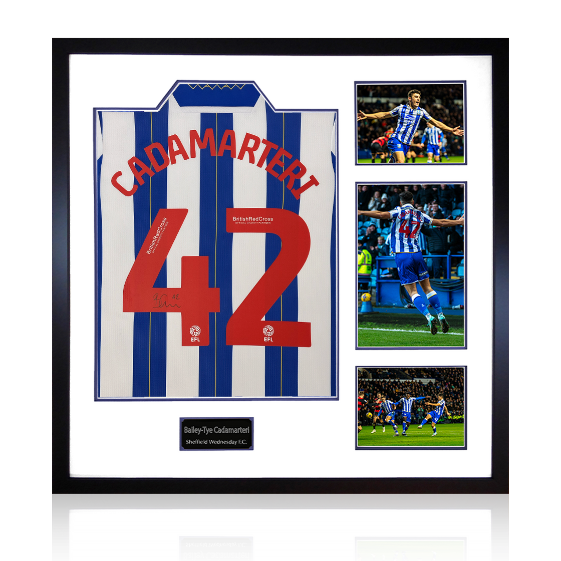 Bailey-Tye Cadamarteri Signed Sheffield Wednesday 23/24 Shirt Elite Frame