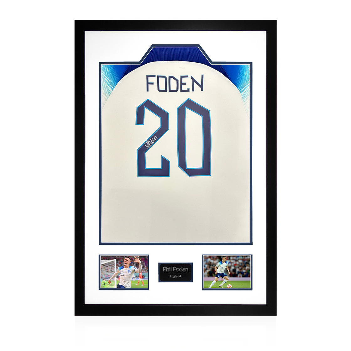 Phil Foden Signed England Shirt Premium Frame