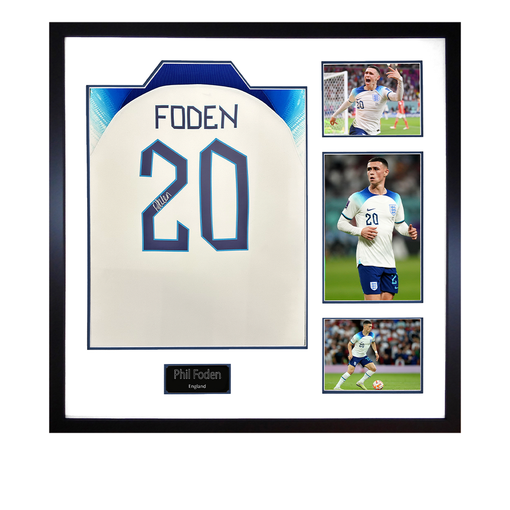 Phil Foden Signed England Shirt Elite Frame The Fan Cave Memorabilia