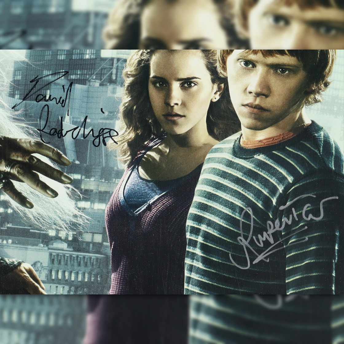 Daniel Radcliffe, Emma Watson & Rupert Grint Signed "Harry Potter and the Half-Blood Prince" Poster Iconic Frame (ACOA)