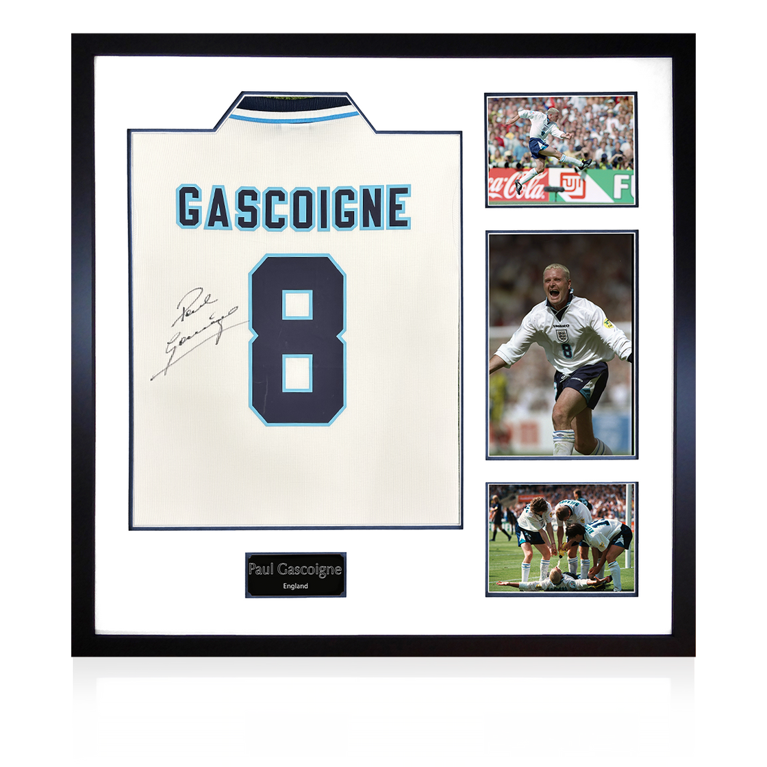 Paul Gascoigne Signed England 96' Shirt Elite Frame