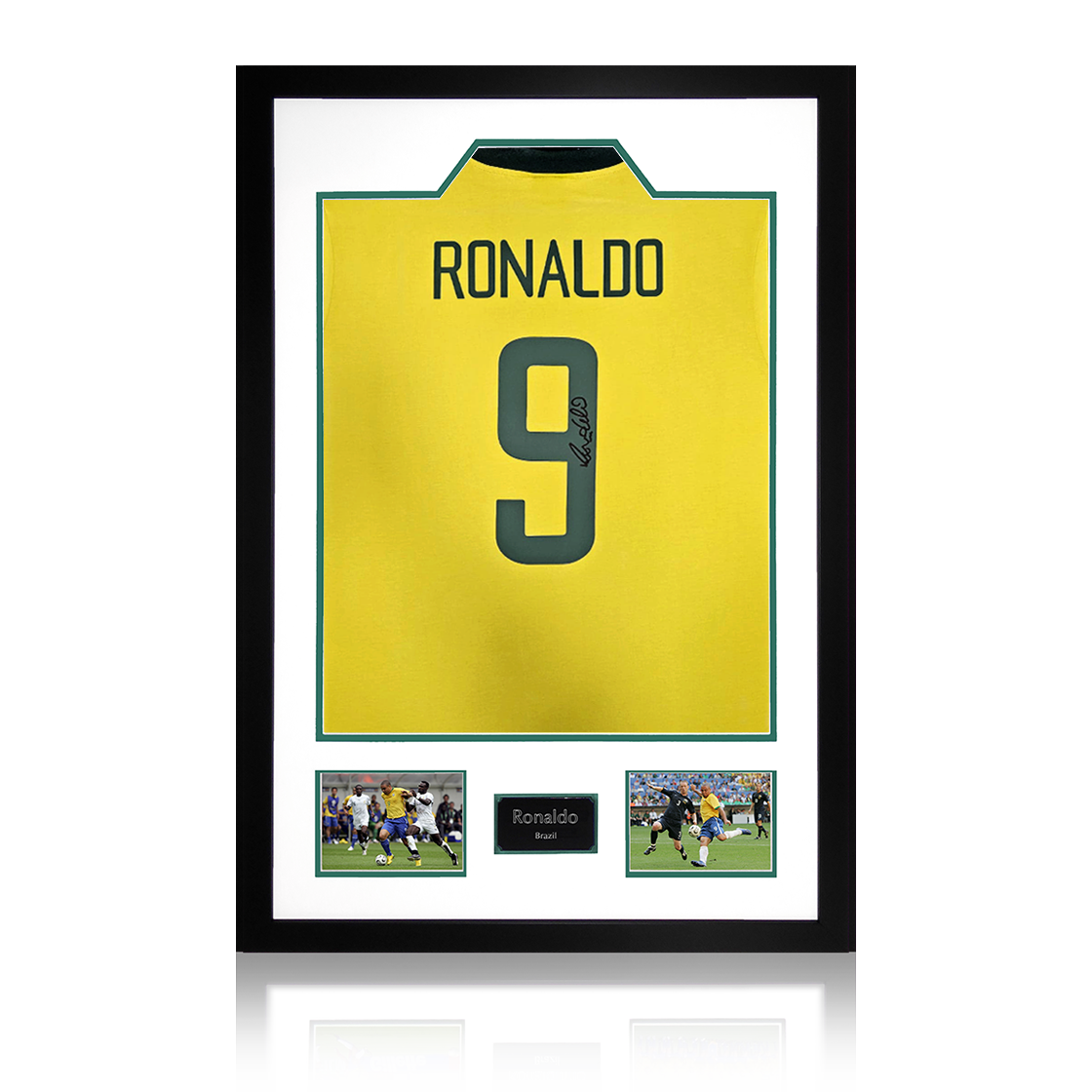 Ronaldo Signed Brazil Shirt Premium Frame