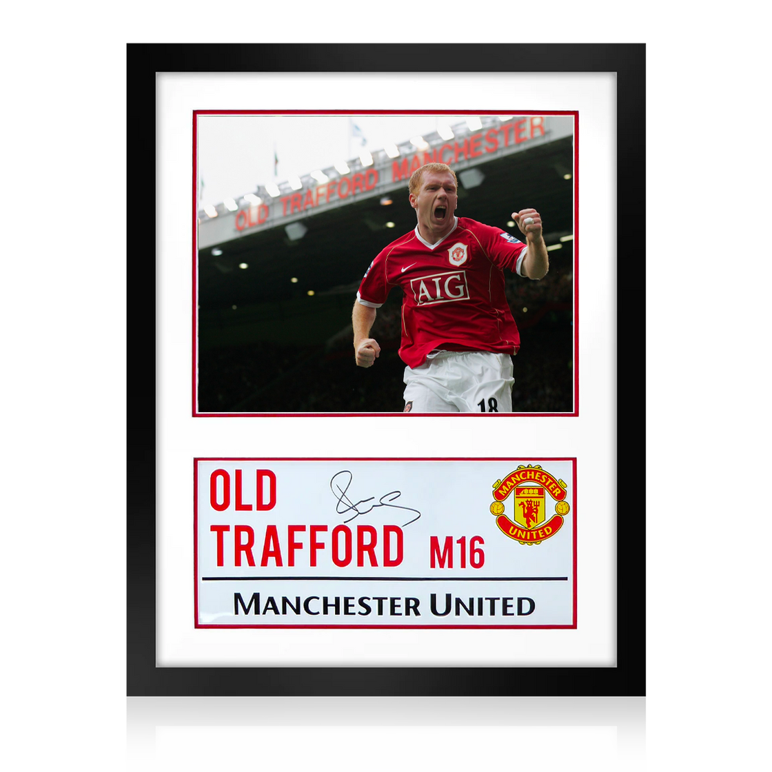 Paul Scholes Signed Manchester United Old Trafford Street Sign Iconic Frame