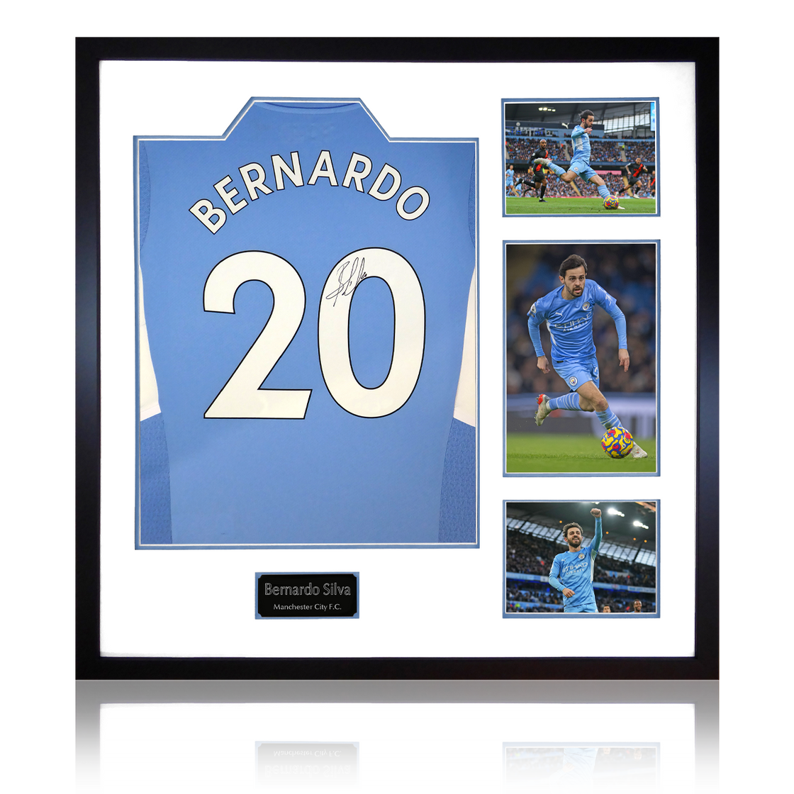 Bernardo Silva Signed Man City 21-22 Shirt Elite Frame