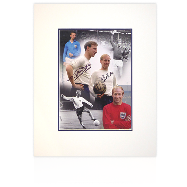 Bobby and Jack Charlton (England) Signed Mount