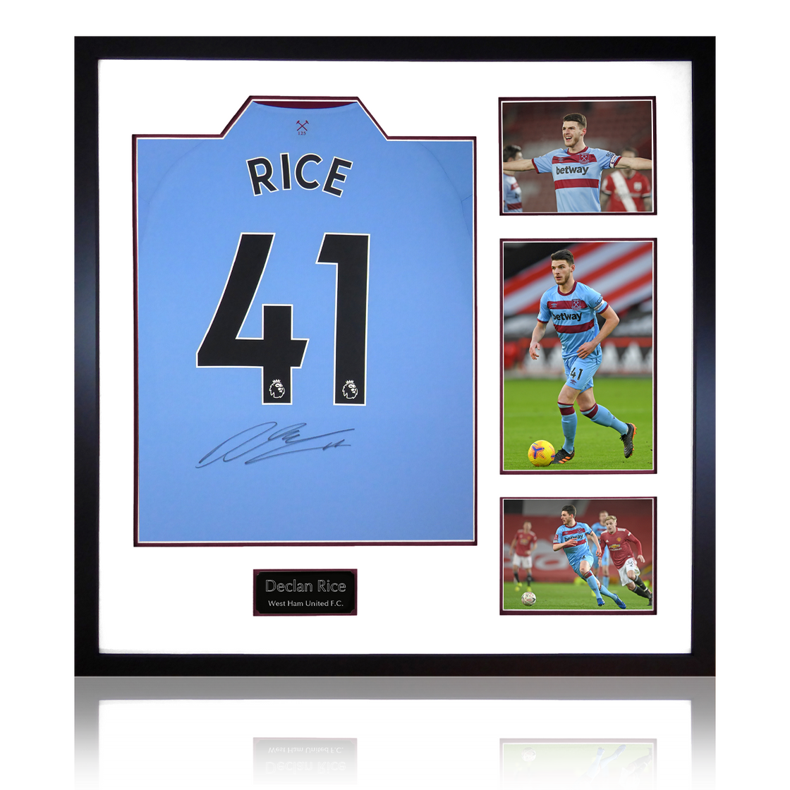 Declan Rice Signed West Ham 20/21 Away Shirt Elite Frame