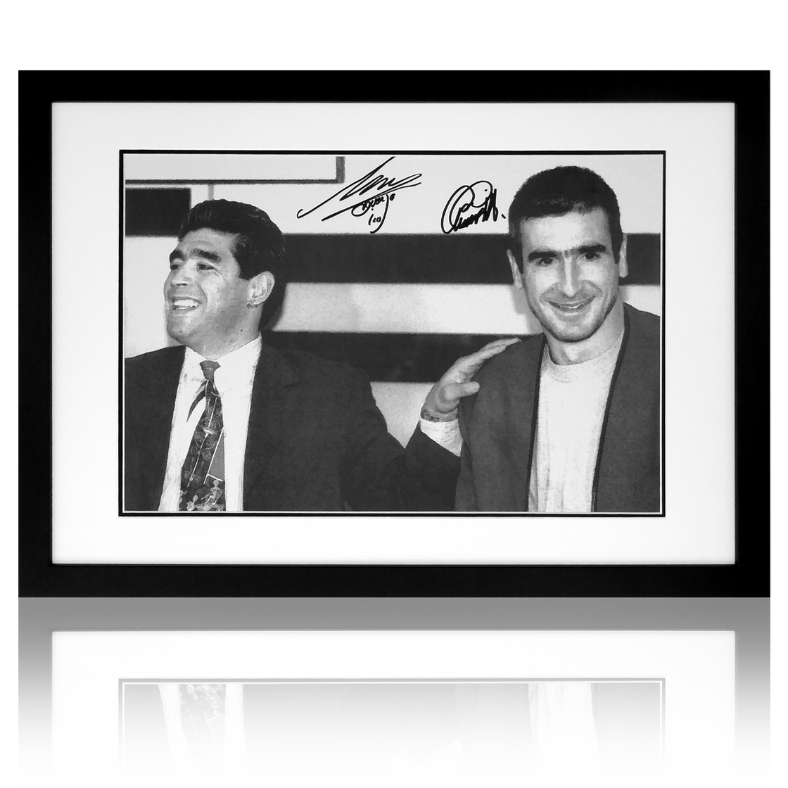 Diego Maradona & Eric Cantona Dual Signed Deluxe Mount Display