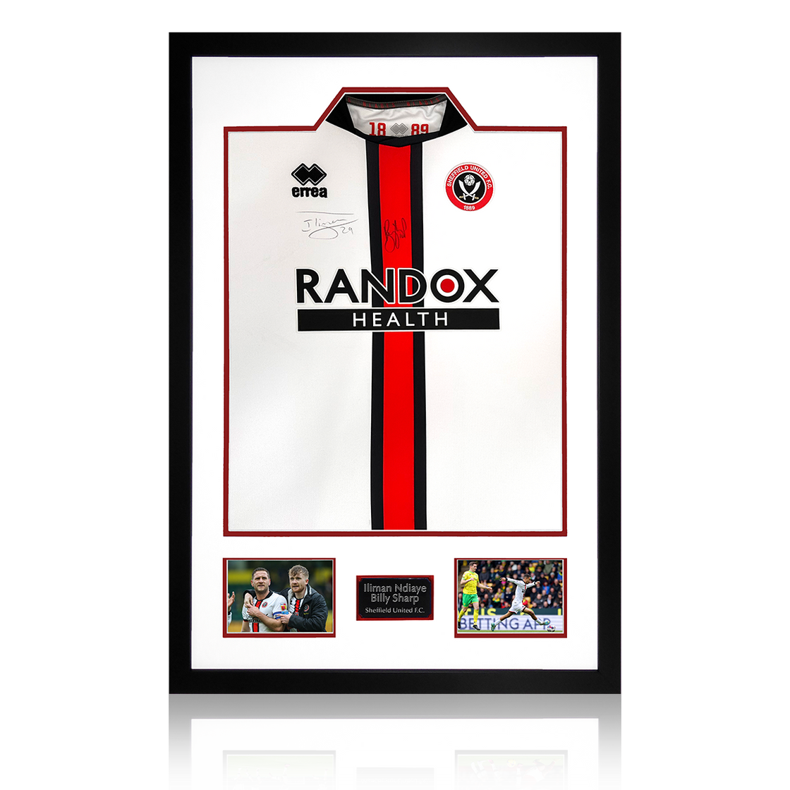 Iliman Ndiaye & Billy Sharp Signed Sheffield United Away Shirt Premium Frame