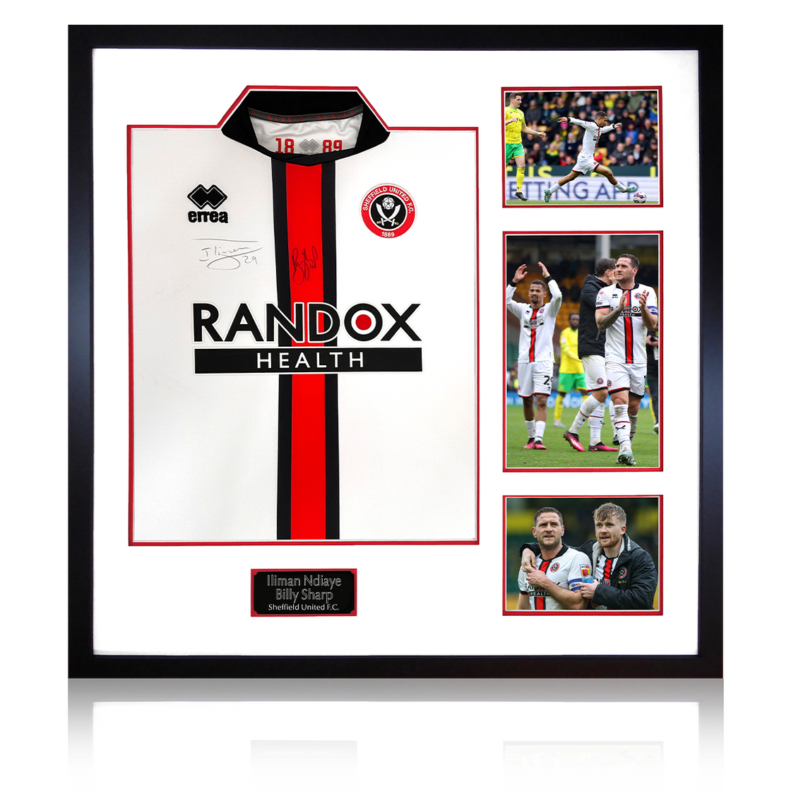 Iliman Ndiaye & Billy Sharp Signed Sheffield United Away Shirt Elite Frame