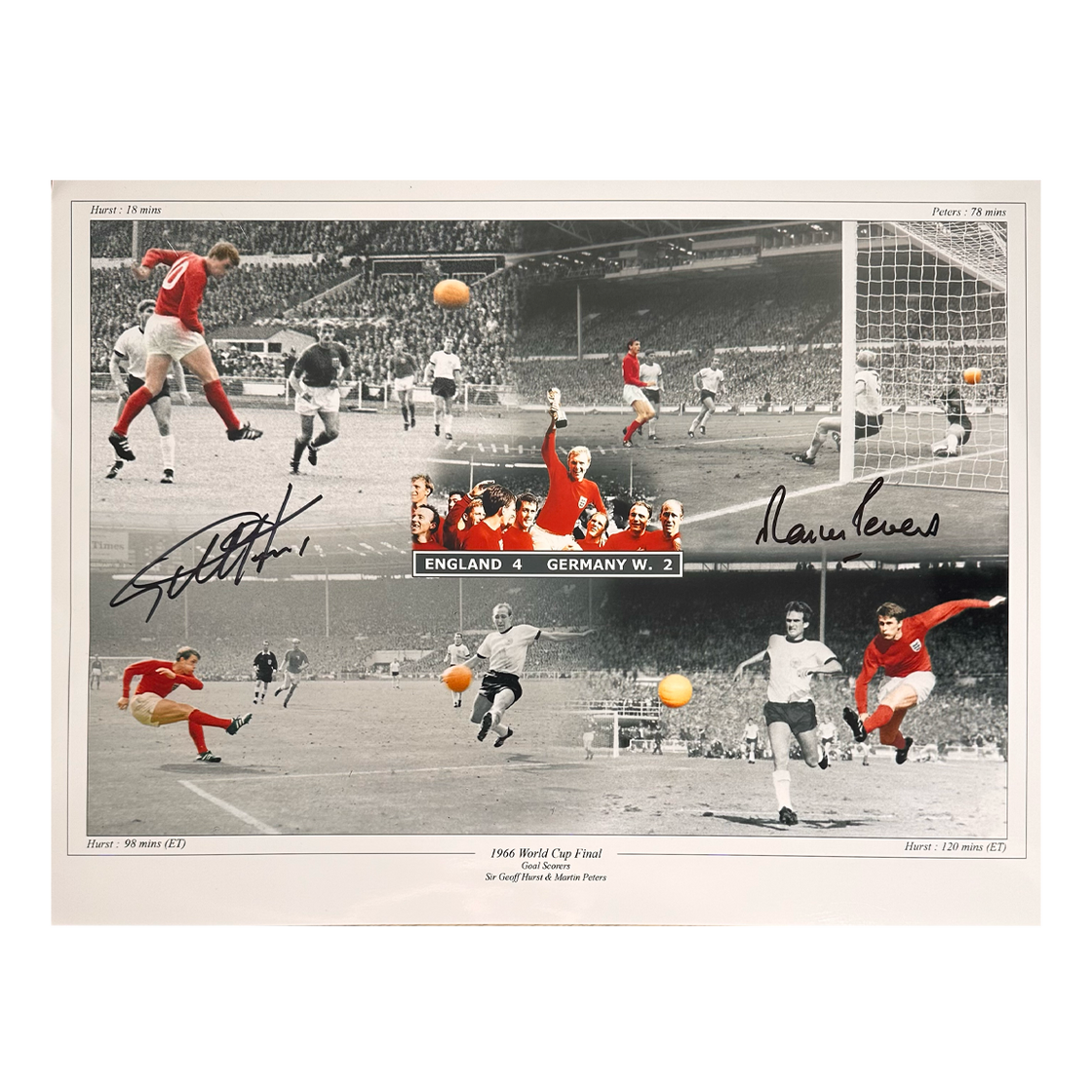 Geoff Hurst & Martin Peters Signed England 16x12