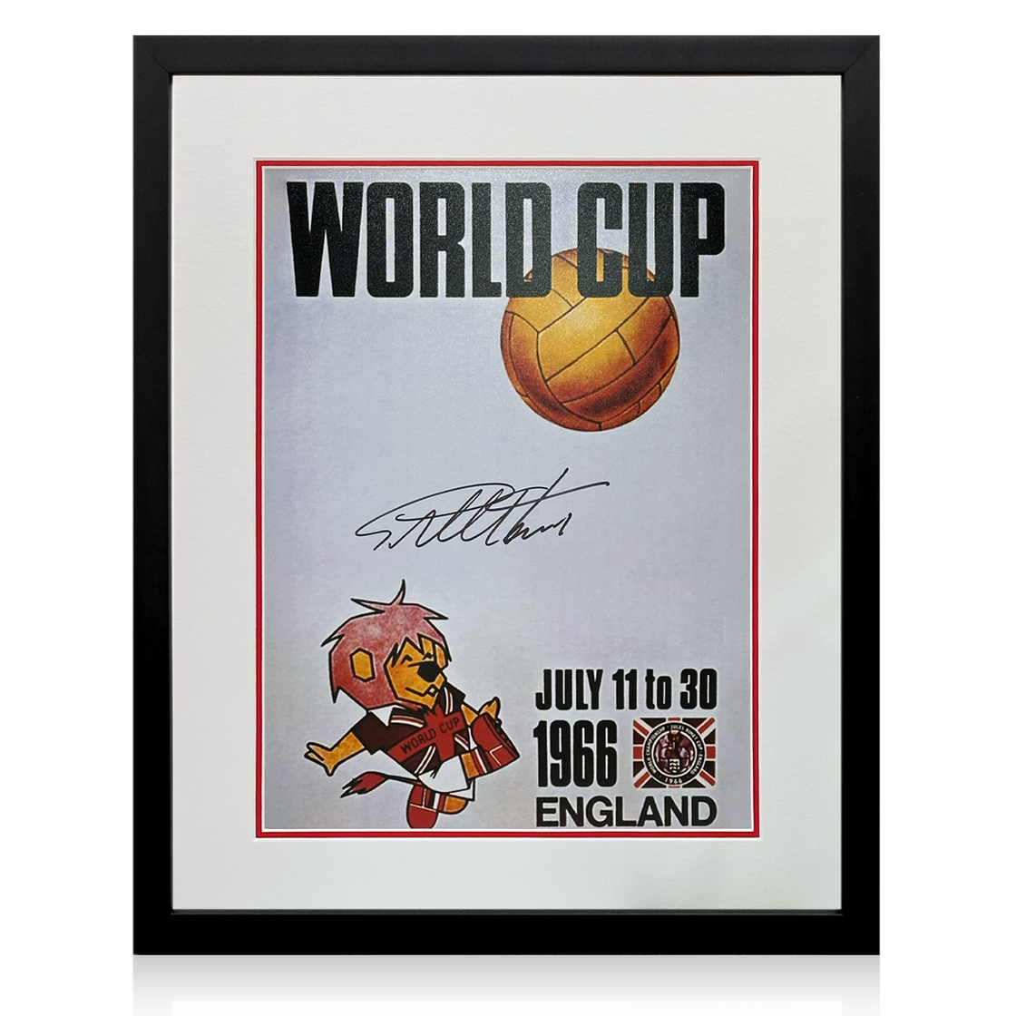 Geoff Hurst Signed World Cup 1966 Poster Deluxe Mount Display