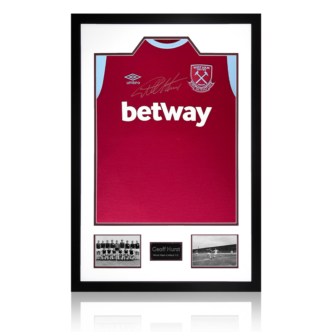 Geoff Hurst Signed West Ham Shirt Premium Frame