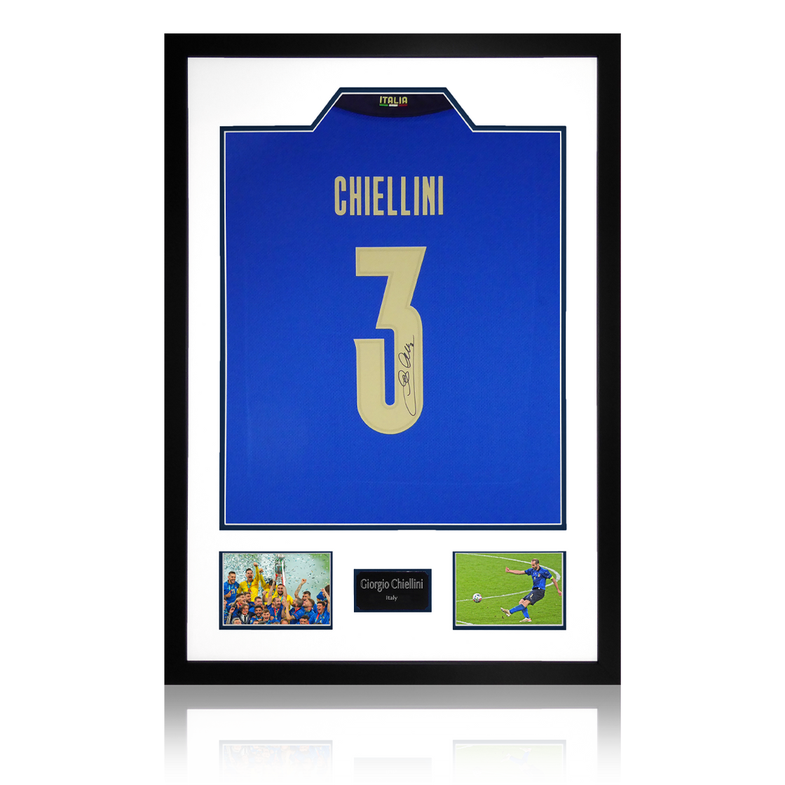 Giorgio Chiellini Signed Italy Shirt Premium Frame