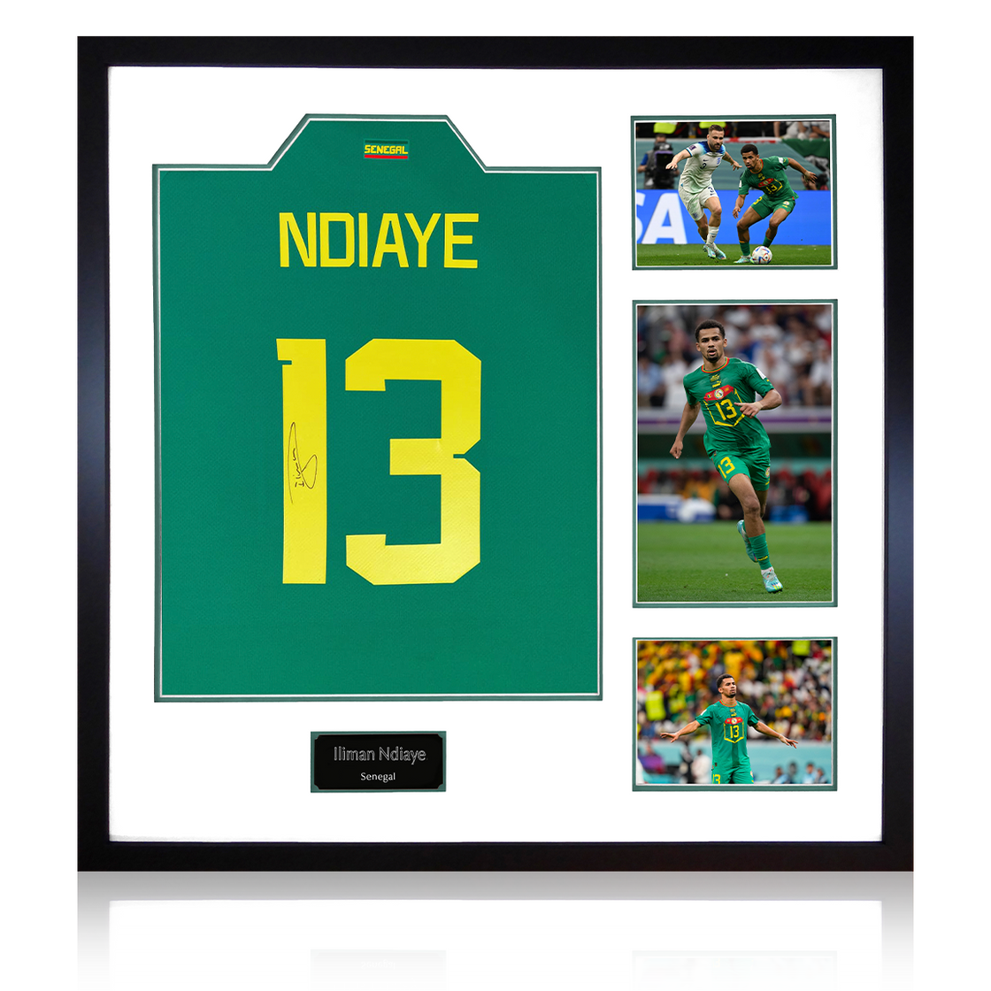 Iliman Ndiaye Signed Senegal Shirt Elite Frame