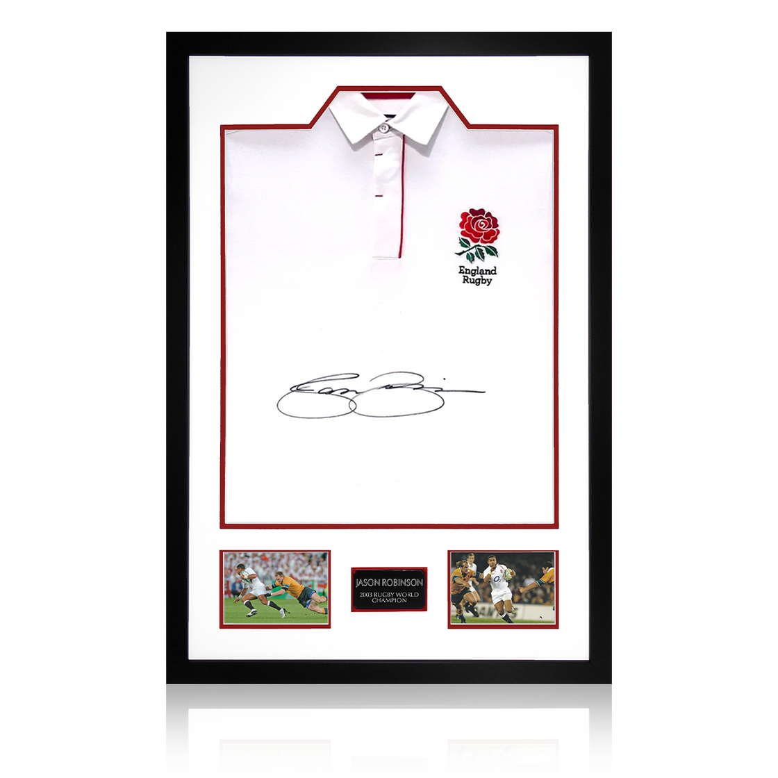 Jason Robinson Signed England Rugby Shirt Premium Frame