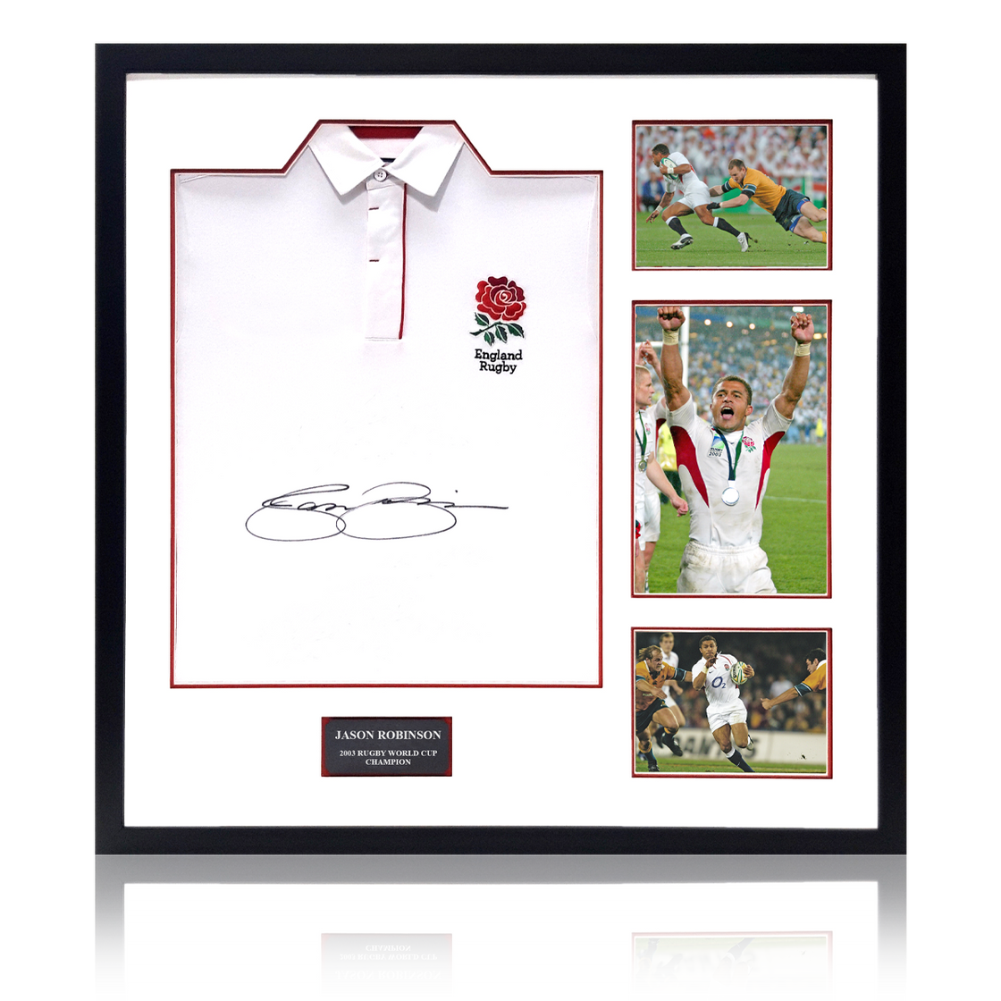 Jason Robinson Signed England Rugby Shirt Elite Frame