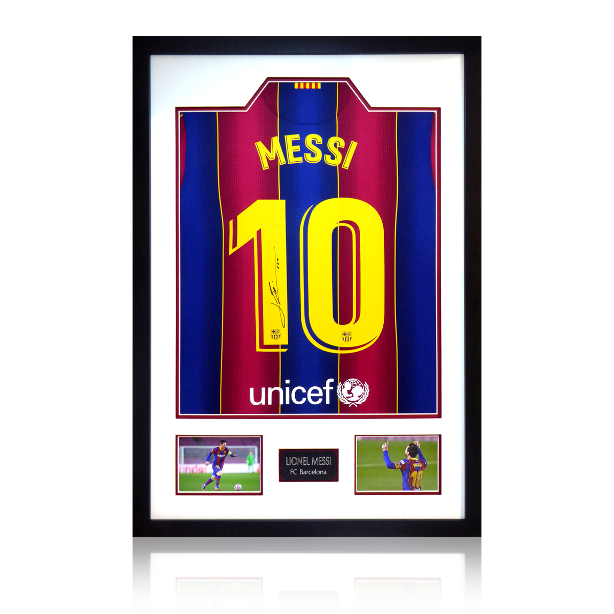 Lionel Messi Autographed FC Barcelona (20-21 Home #10) Deluxe Framed Soccer  Jersey – Icons COA